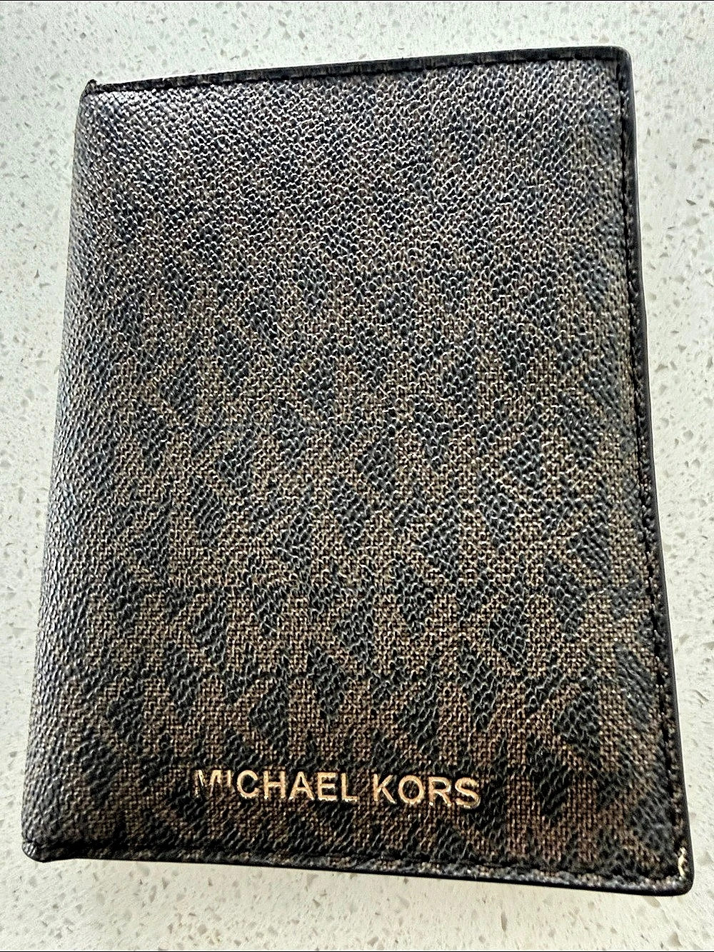 Michael Kors Jet Set Signature Logo Passport Wallet Brown & Black